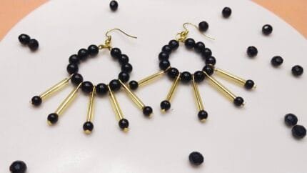 Black Moti Drop Hoops Earrings For Women and Girls (Daily wear)