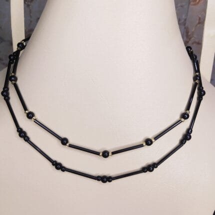 Beautiful Black Glass Tubes Beads Handmade Necklace For Women and Girls (Occasions) Prty Handmade necklace