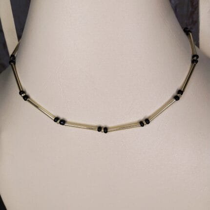 Beautiful Golden Glass Tube Black Beads Handmade Necklace For Women and Girls (Occasions) Prty Handmade necklace