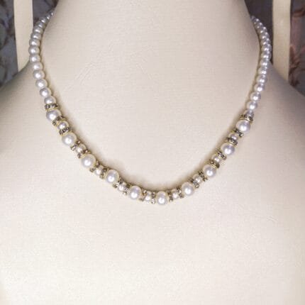 Beautiful Pearls Round Golden Beaded Necklace For Women and Girls add charm to your look (Occasions) Beautiful White Pearl Necklace for Women and Girls